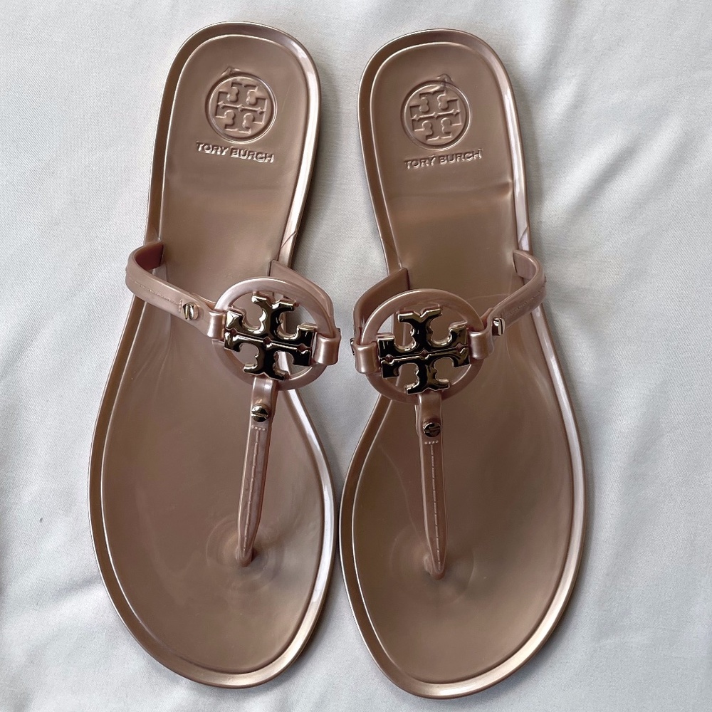 Tory Burch Mini Miller Jelly Sandals Rose Gold 7